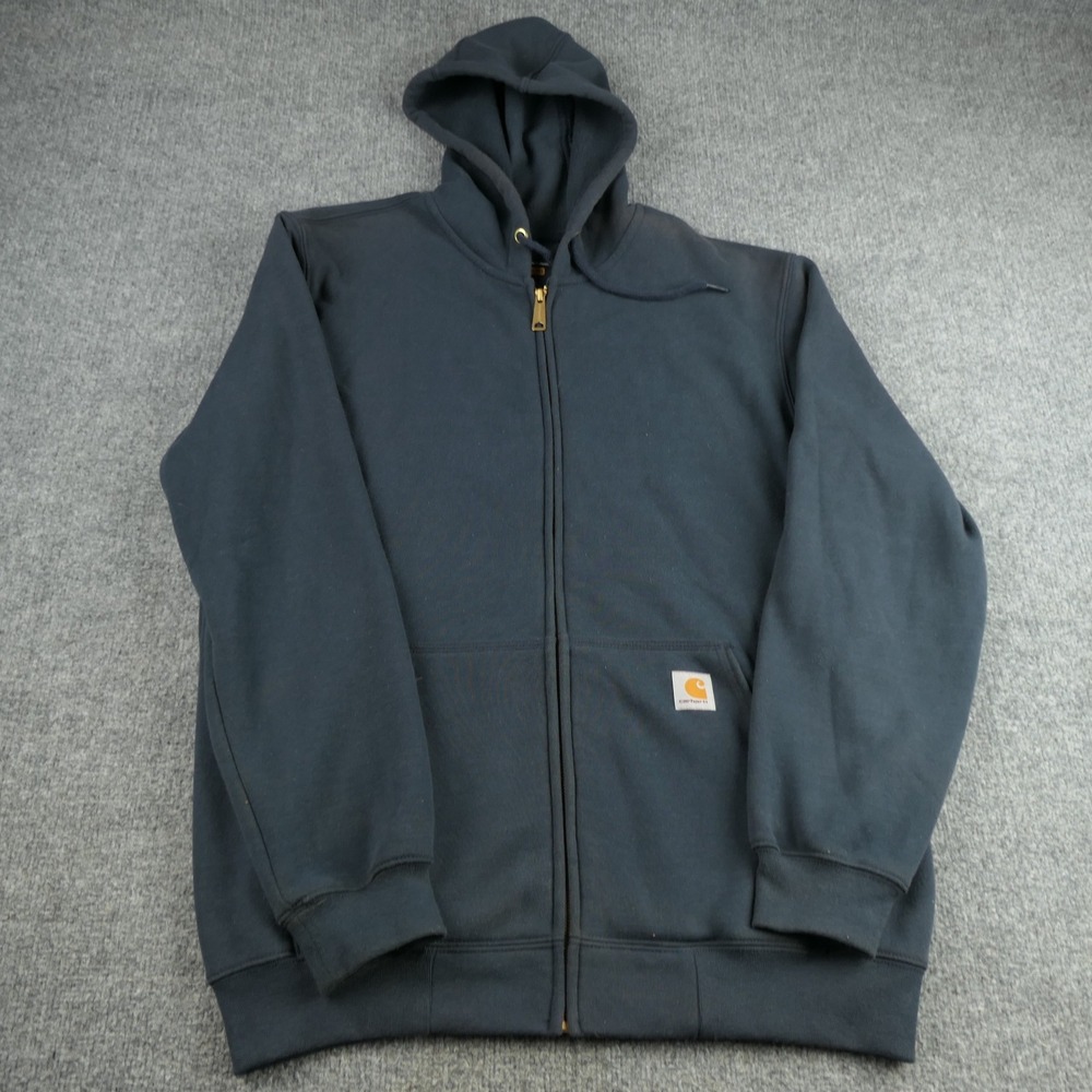 Carhartt Hoodie Mens Medium Blue Full Zip Original Fit Workwear Midweight Fleece